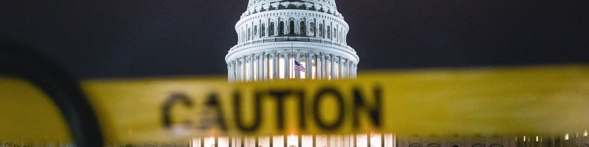 White House surrounded by 'caution' tape