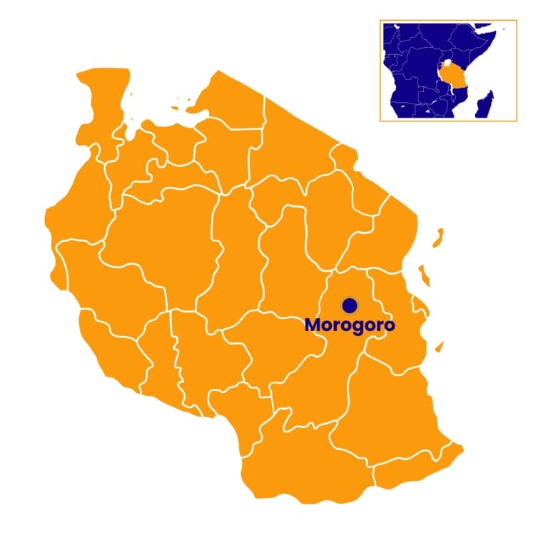 Map showing Morogoro in central Tanzania